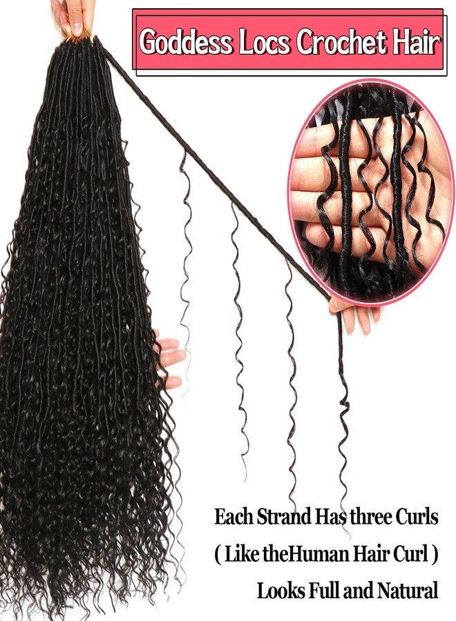 AMUMI Goddess Locs Crochet Hair-24 Inch 8 Packs Boho Faux Locs Crochet Hair for Black Women Pre Looped Soft Locs with Curly Ends (1B#, 24 Inch(Pack of 8)) - Image 5